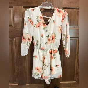 Active USA Women’s Floral Print Romper, Spring, Summer, Size Small